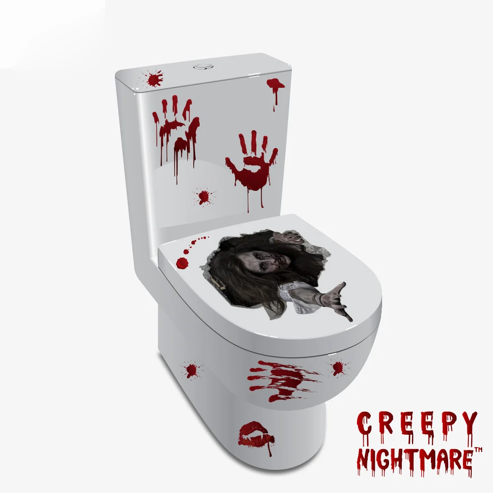 Ужас Туалет стикер s водонепроницаемый Кровавый отпечаток руки Стекло окно
