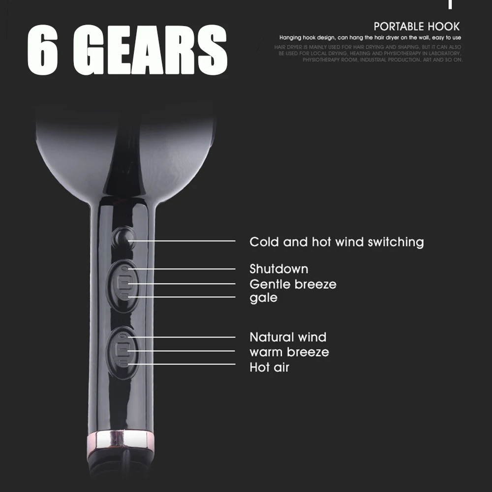 Профессиональный фен высокой мощности для горячей и холодной сушки