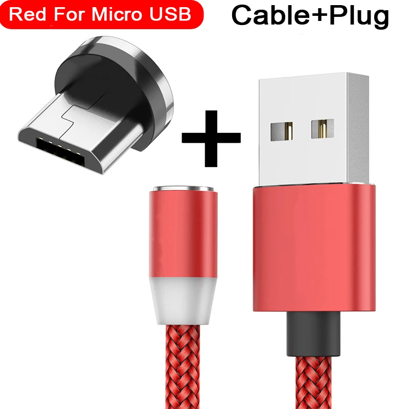 For Micro Red Магнитный usb-кабель для быстрой зарядки USB type C кабель магнитное зарядное устройство для зарядки данных Micro usb кабель мобильного телефона кабель USB шнур - Цвет: For Micro Red