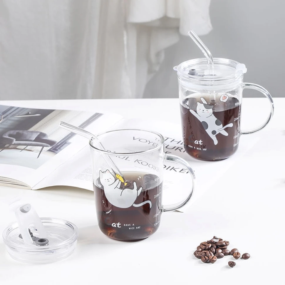 500 мл кавайная мультяшная прозрачная молочная чашка стеклянная детская бутылка