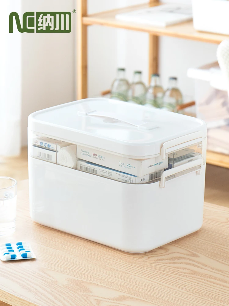 

Family portable first-aid multi-layer medicine box storage box children size large capacity layered medicine box