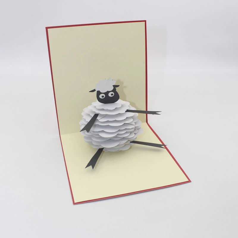 3D ручной работы мультфильм комикс овца бумага приглашение открытка
