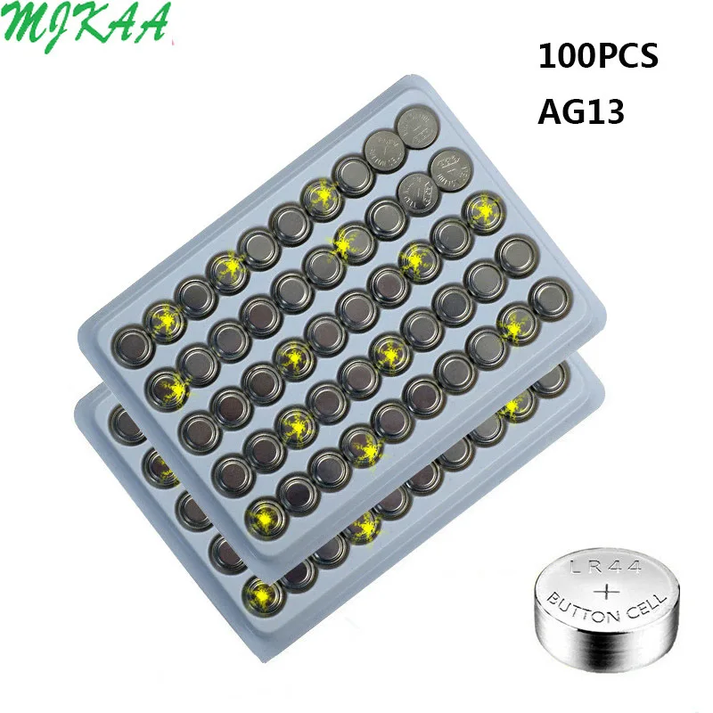 100 шт. кнопочные батарейки AG13 LR44 357A S76E G13 LR1154 1 55 в щелочные 22|Часовые батарейки| |