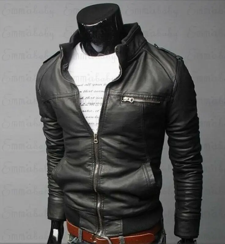 

2021 New Fashion Autumn Male Leather Jacket Plus Size 3XL Black Brown Mens Stand Collar Coats Leather Biker Jackets
