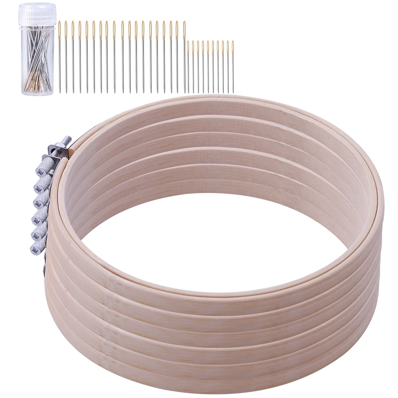 

LMDZ 6 Inch Round Embroidery Hoop Bamboo Circle Cross Stitch Hoop Ring with Embroidery Needle Large Eye Stitching Needles