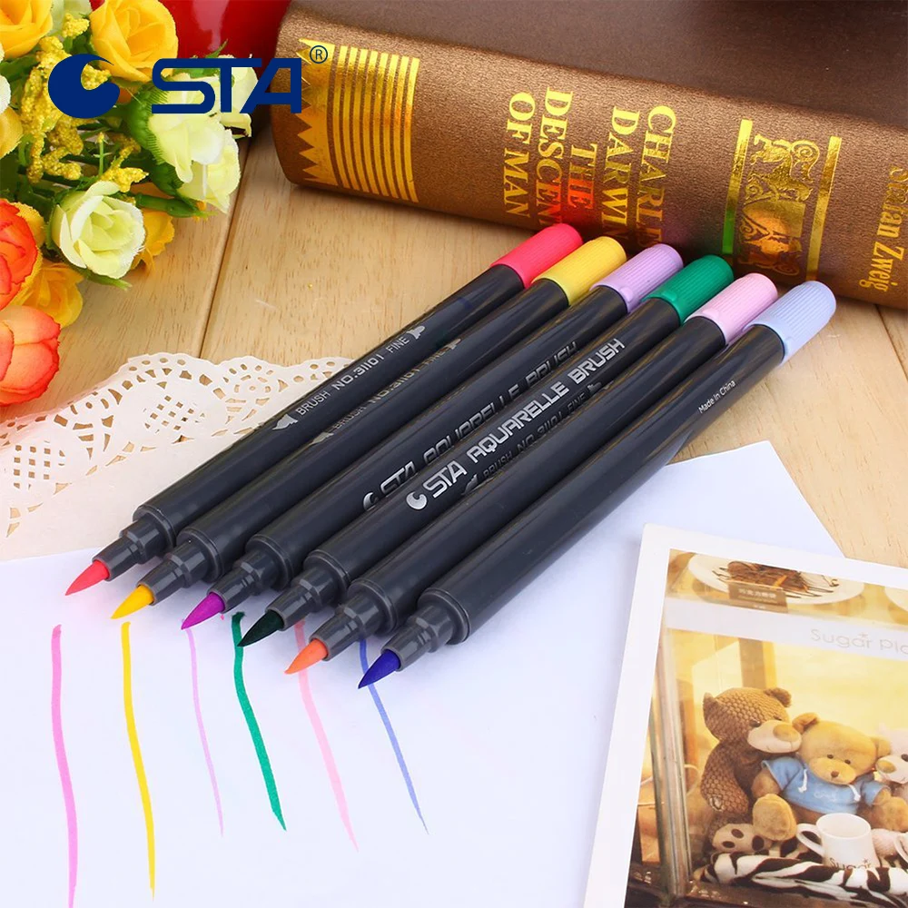 STA 80 цветов растворимый цветной маркер для набросков с двойной головкой набор
