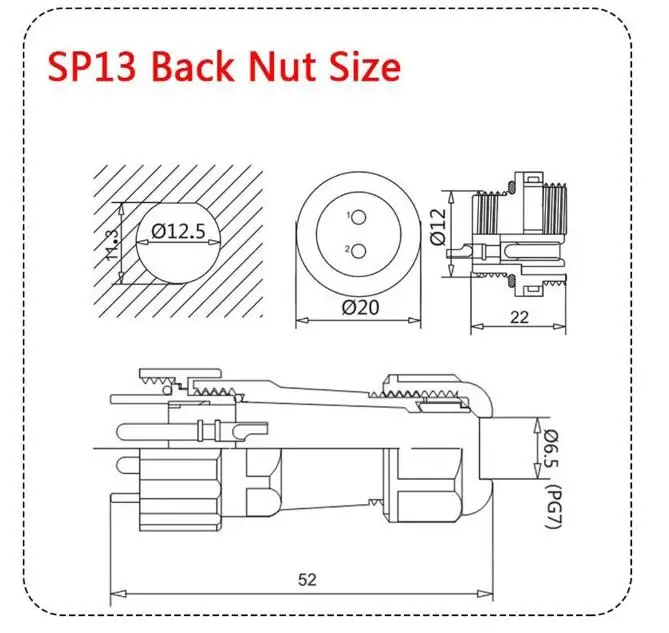 

Electrical 2*set Equipment Connector Supplies SP13 4Pin IP68 Butt Circular