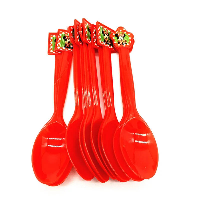 spoon 10pcs Минни anniversaire вечерние Минни Маус посуда коллекция для маленьких детей на день рождения украшения, товары для вечеринки - Цвет: spoon 10pcs