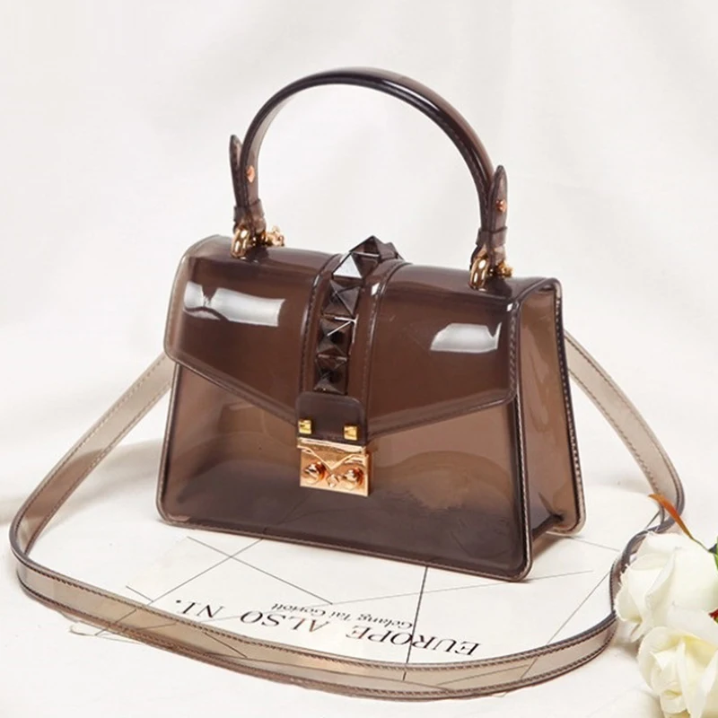 Brand Bags For Women 2020 Summer Handbag Designer Transparency Shoulder Crossbody Female Leather bag Rivets Ladies Purses | Багаж и сумки