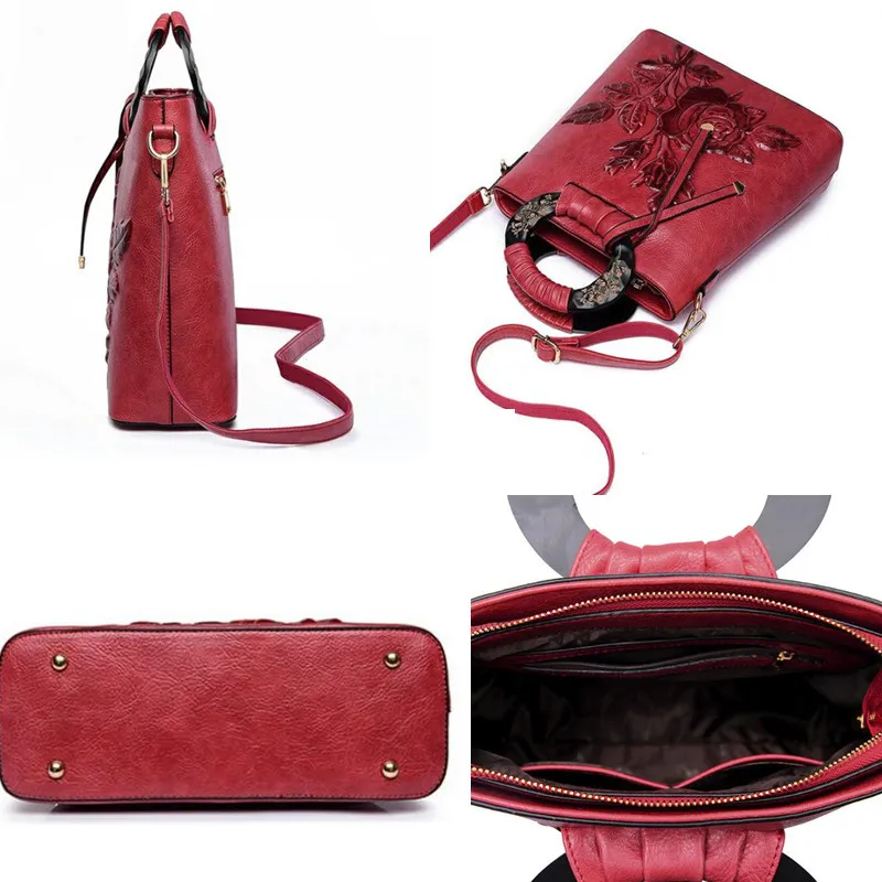 

Red Luxury Handbags Women Bags Designer High Quality Leather Handbag Fashion Shoulder Crossbody Bag for Women 2021 Tote Bag