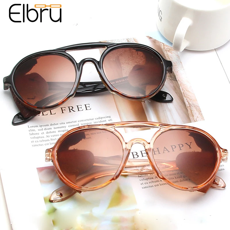 

Elbru 2021 New Round Double Beam Punk Sunglasses Windproof Oversized Sunshades For Men Driving Fashion Women UV400 Sun Glasses