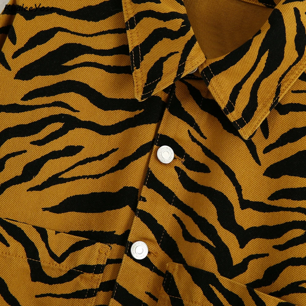 

KHALEE YOSE Leopard Long Blosue Shirt Autumn Animal Blouses Top Long Sleeve Pocket Girls Shirt Top Womens Blouses Streetwear