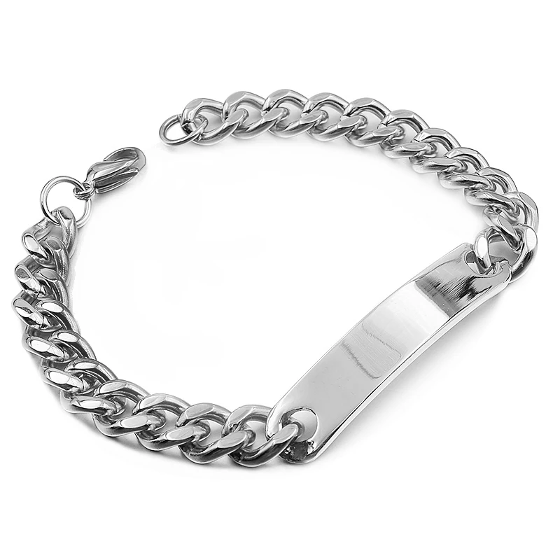Style1 silver21cm9mm Gokadima ID браслет из нержавеющей стали для женщин и мужчин ювелирные изделия Модные цепи манжеты, 4 цвета, оптовые товары, WB001 - Окраска металла: Style1 silver21cm9mm