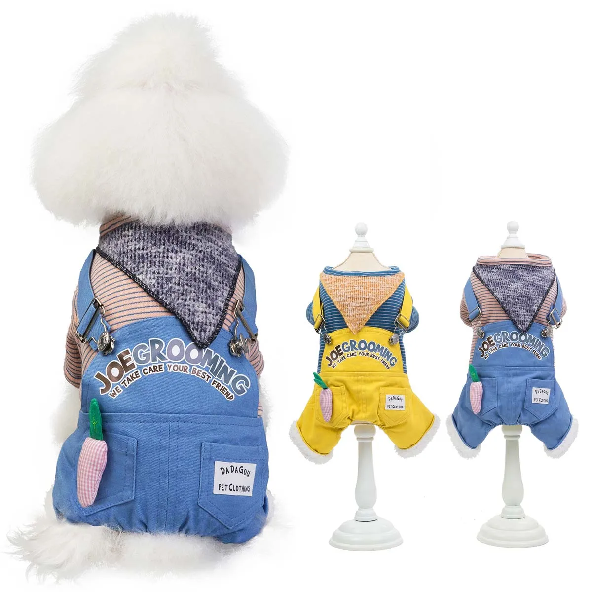 Новая зимняя одежда для собак джинсовая Комбинезоны Одежда джинсовые штаны