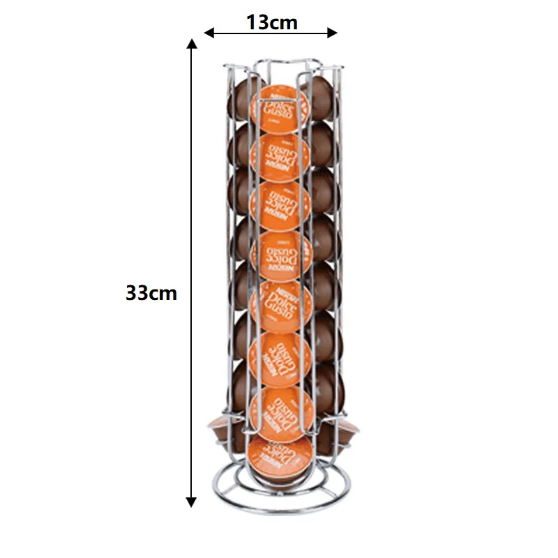 

Capsule Coffee Storage Rack Rotating Coffee Pods Display Holder Coffee Capsules Dispensing Tower Kitchen Desktop Storage Shelf
