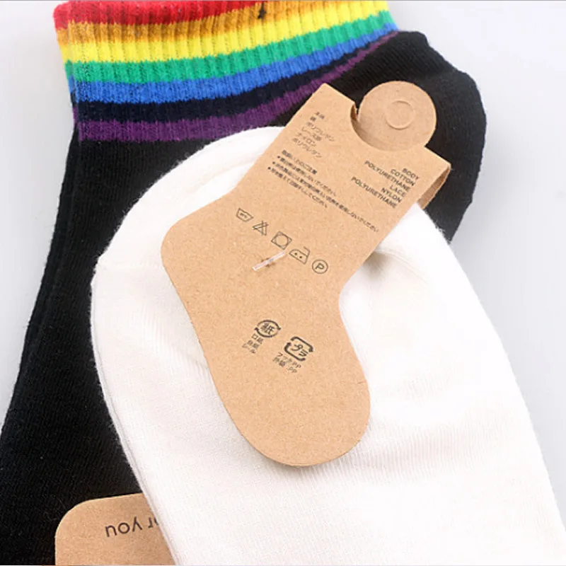 Радужные женские короткие носки цветные узорчатые до щиколотки милые хлопковые