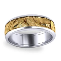 creative two tone golden palma leaves plants silver color alloy male ring for men party jewelry accessories size 5 12