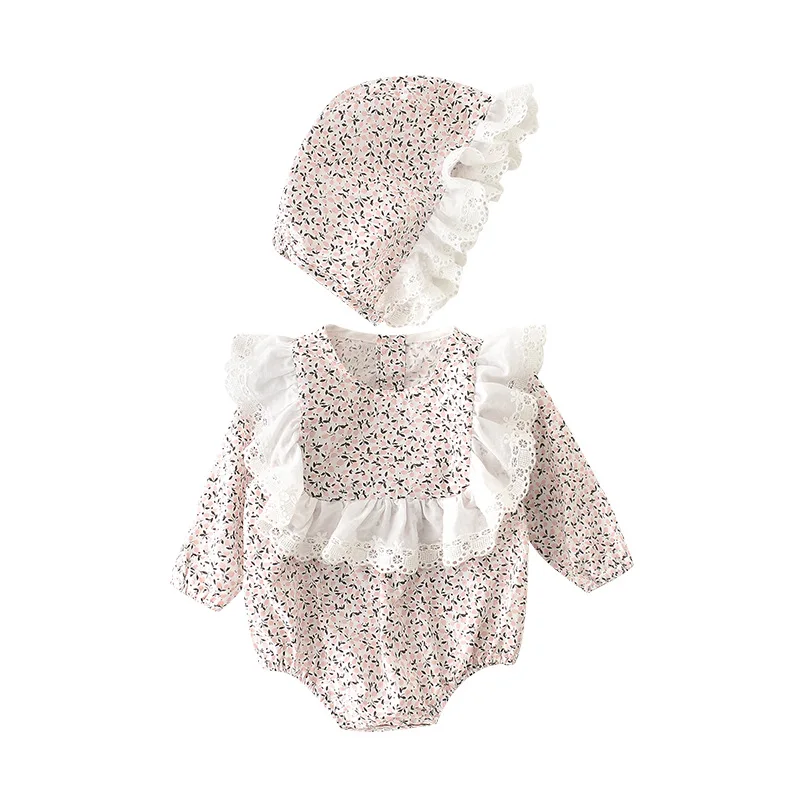 Осень 2020 Детские боди с длинным рукавом и цветочным принтом для маленьких