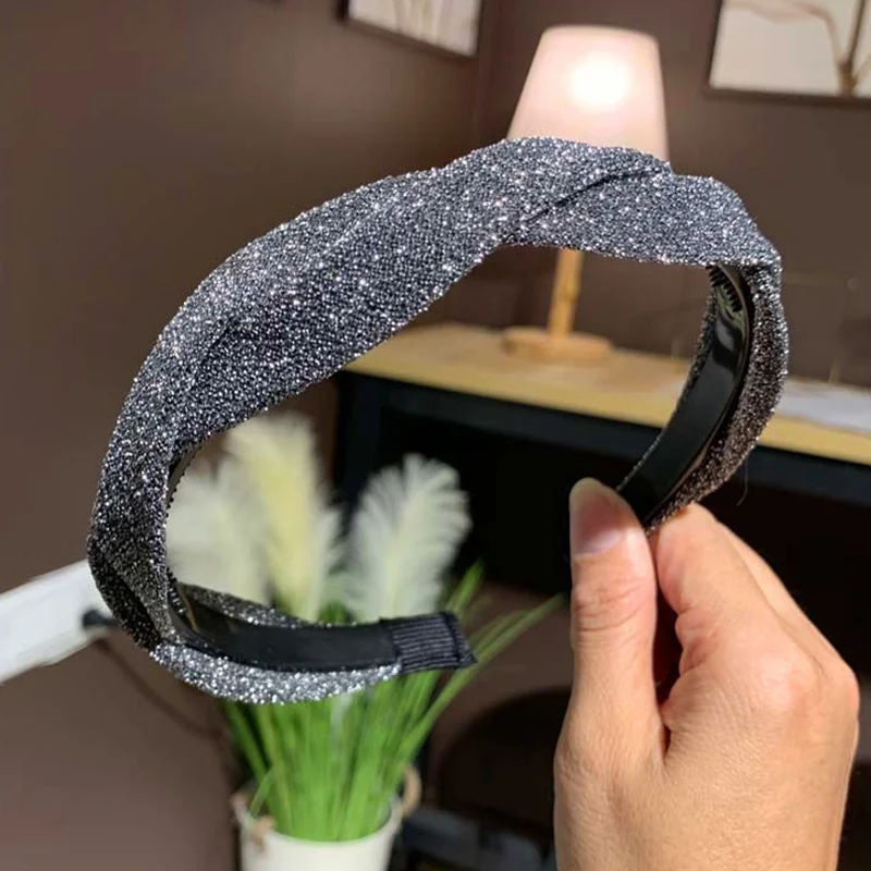 Leveo Twist Hairband для женщин Глянцевая s-образная головная повязка для волос ободок для девочек Новые плетеные головные повязки обруч для волос аксессуары - Цвет: Shiny Silver