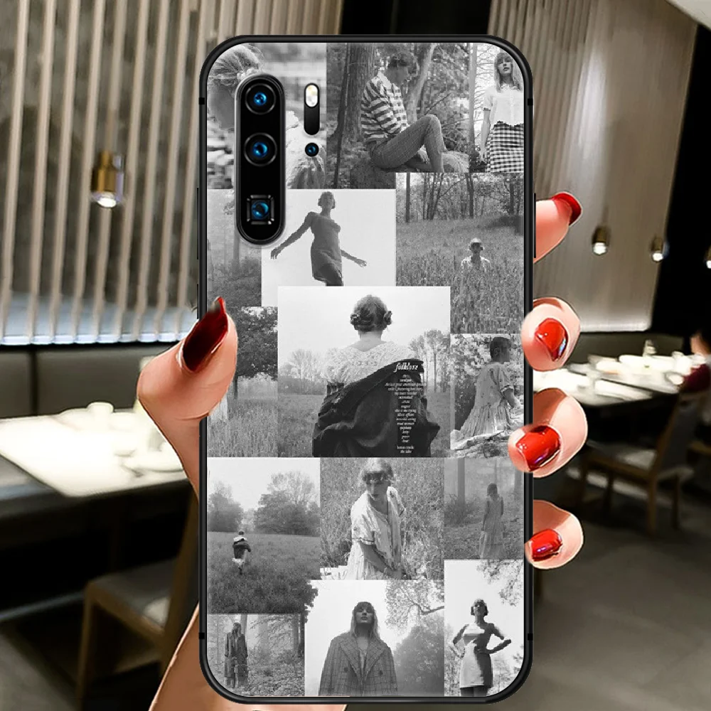 

Taylor Alison Swift Folklore Phone Case Cover Hull For Huawei P8 P9 P10 P20 P30 P40 Lite Pro Plus Smart Z 2019 black Waterproof