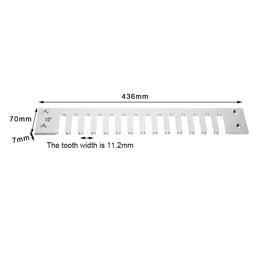 

12 Inch Industrial Pitch Dovetail Template Portable Tenoner Home Aluminium Alloy Semipermeable Practical Woodworking Tool Silver