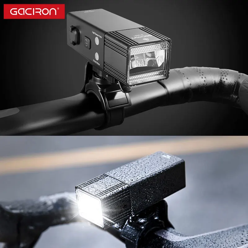 GACIRON 400 Lumen Road Bicycle Headlight Smart LED Front Light With Wire Switch MTB Bike Flashlight IPX6 USB Charge Cycling Lamp