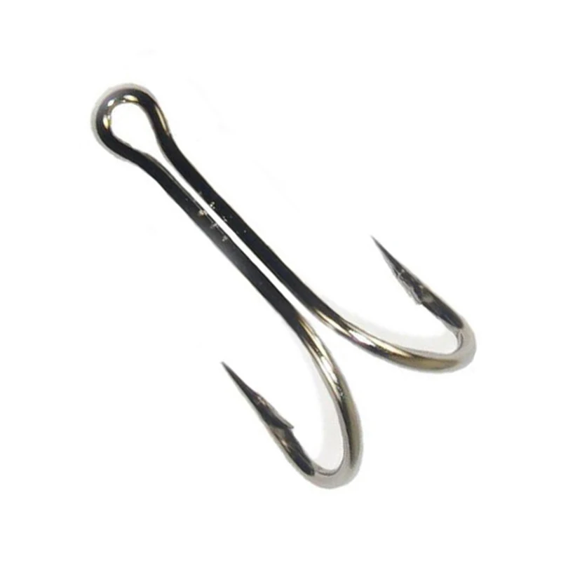 100 шт./лот двойной крючок из высокоуглеродистой стали для рыбалки никель белая