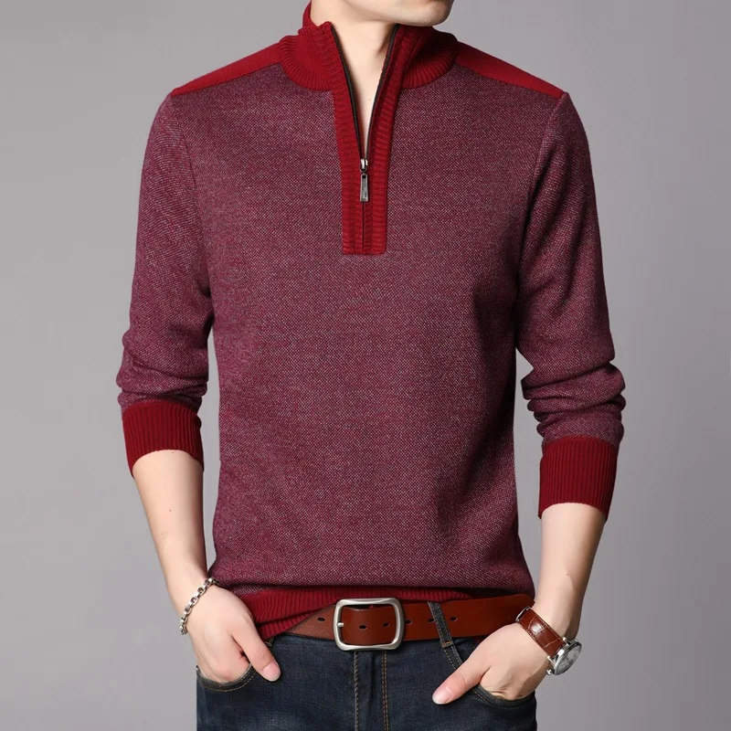 

Половина с открытым вырезом свитер модная Вышивка Половина свободный свитер с высоким воротом Повседневный шерстяной свитер GU3395