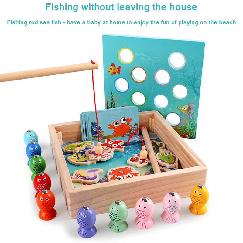 

Children Wooden Toys Magnetic Games Fishing Toy Game Kids 3D Fish Baby Kids Educational Toys Outdoor Funny Boys Girl Gifts