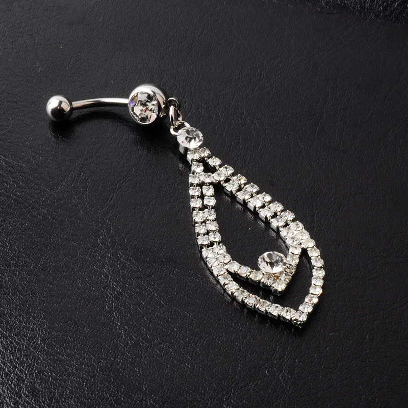 Женское кольцо перо из нержавеющей стали с кристаллами|steel navel|belly button ringsnavel piercing |