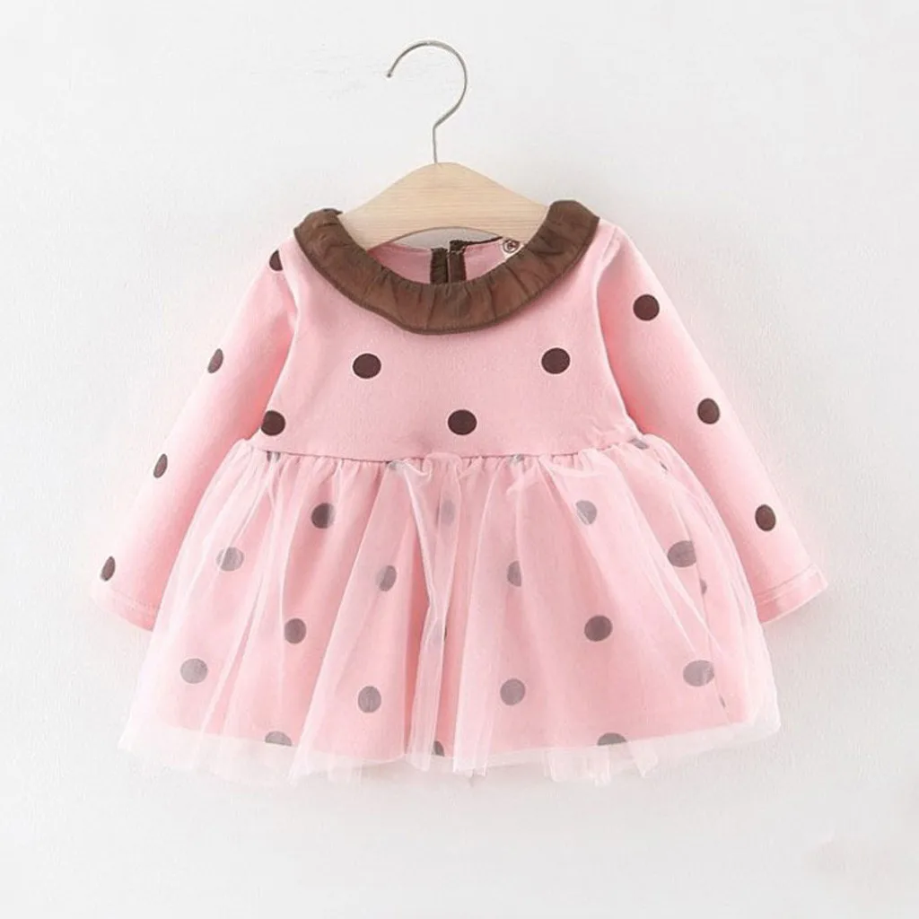 Платье принцессы в горошек для маленьких девочек платье из тюля с принтом зимняя