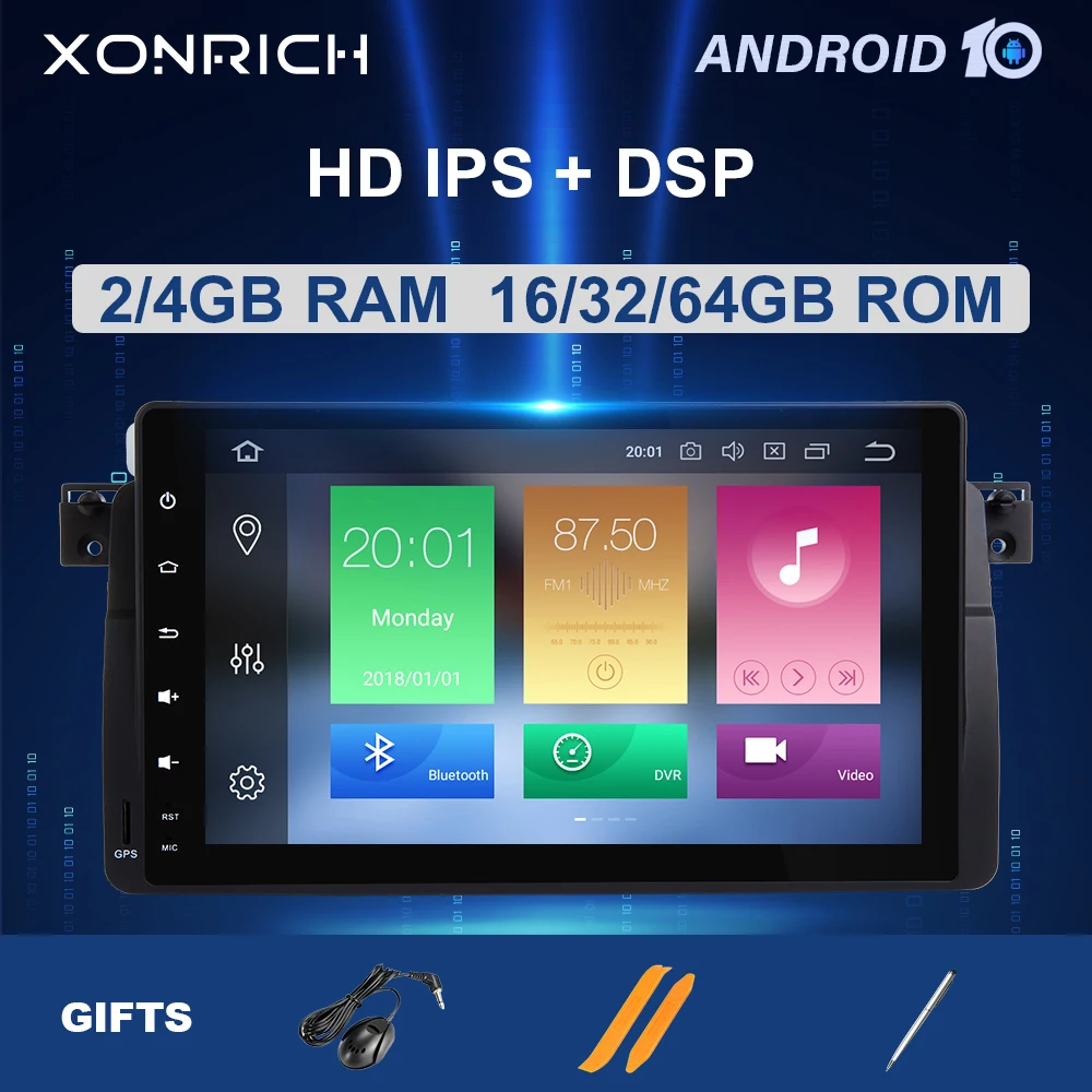 Авторадио автомобильный мультимедийный плеер 1 Din Android 10 для BMW E46 M3 Rover 75 coupe