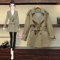 ehqaxin autumn winter womens trench coats fashion temperament tooling style jackets double breasted with belt m 4xl