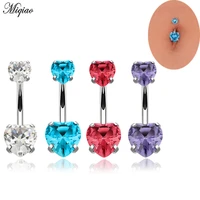 miqiao 1 pcs piercing jewelry heart shaped navel ring stainless steel love navel nail hot style