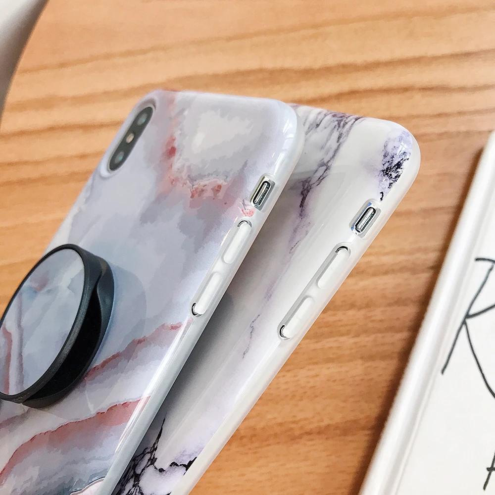 Классический Мрамор Стенд кожаный чехол для телефона с держателем для iPhone 11 Pro Max XR X XS макс 7 8 6S плюс Чехол Мягкий IMD для задней панели телефона с откидной крышкой