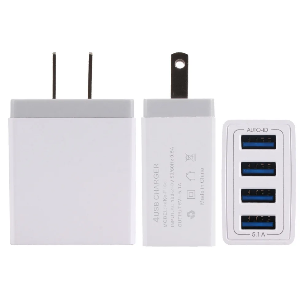 5.1A 4 порта USB зарядное устройство адаптер дорожное настенное зарядное устройство мобильный телефон быстрое зарядное устройство для iPhone X 8 6s Plus для samsung смартфон