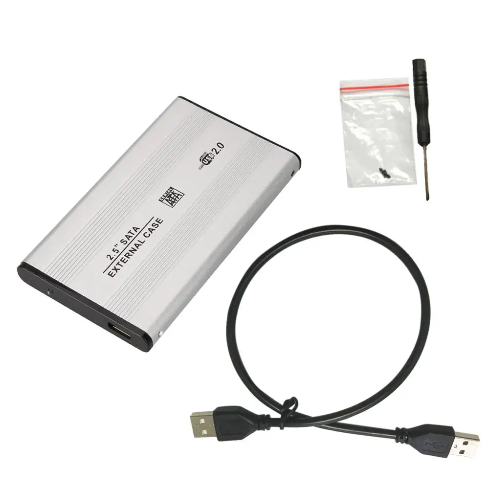 Silver 2,5 дюйма USB 2,0 Внешний HDD корпус 480 Мбит/с поддержка 3 ТБ алюминиевый HDD чехол для 2," SATA жесткий диск чехол - Цвет: Silver