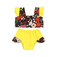 bimba swimwear toddler kid baby girl strap ruched floral swimwearswimming trunks two piece set kids swimwear for girls
