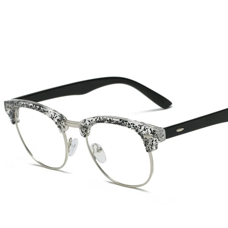 VWKTUUN полурамки Oculos очки оправа для женщин и мужчин очки Оптические очки оправа с заклепками оправы для очков женские поддельные очки - Цвет оправы: color 9