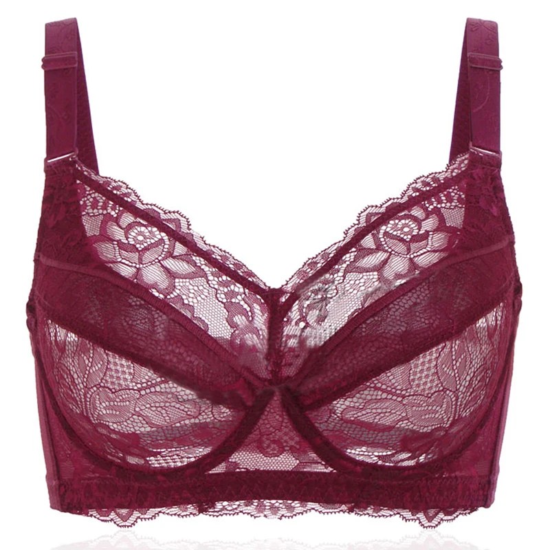 Размера плюс Для женщин без подкладки полный охват Мягкий косточках кружево