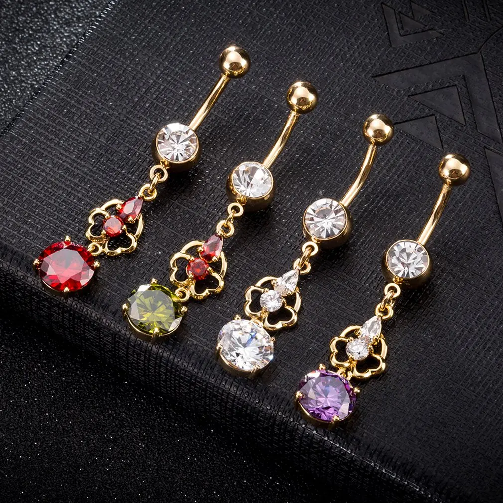 Двойное лепестковое циркониевое кольцо для пупка украшение женщин подарок