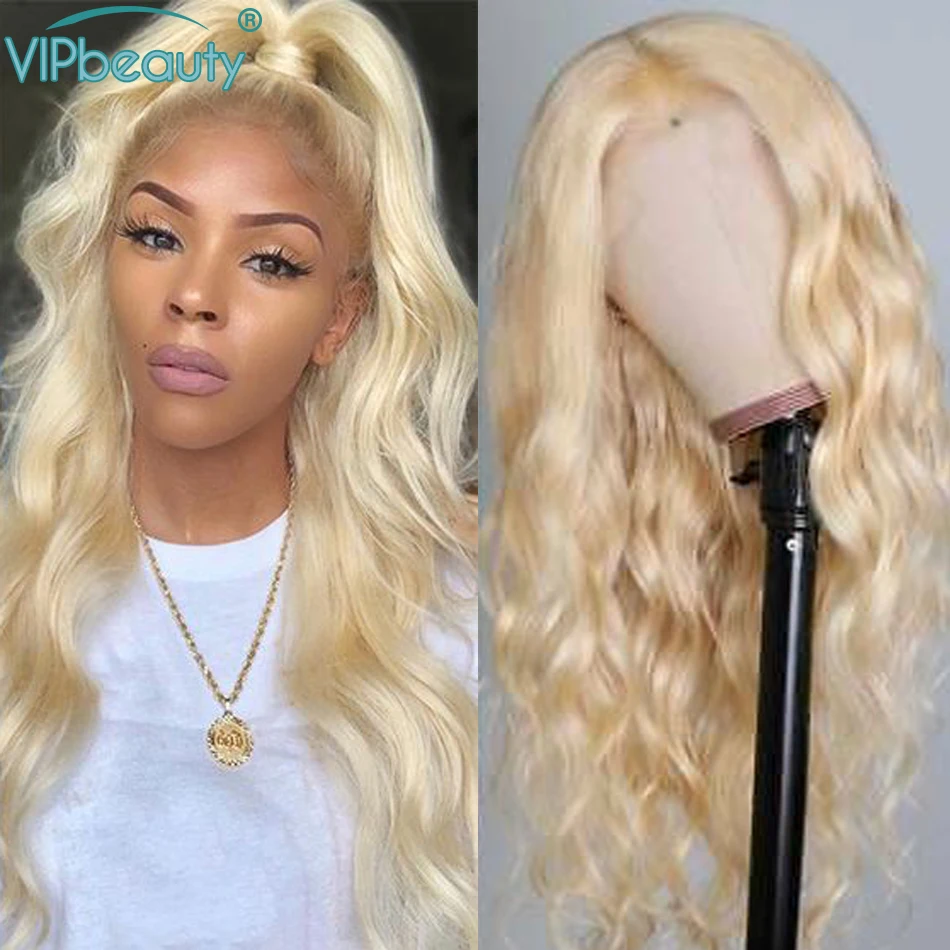 613 Синтетические волосы на кружеве парик светлые Тело Волна 13x6 парики из