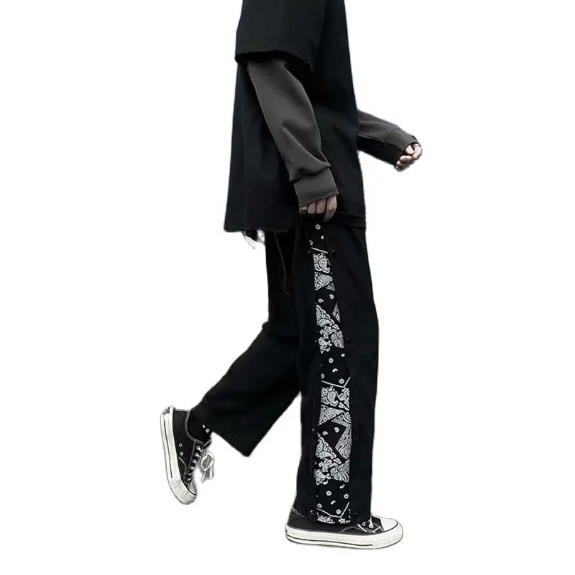 2022 Spring Thin Pant Men Paisley Bandana Fashion Tracksuit Button Summer Trousers Joggers Jogging Casual Clothes Hiphop