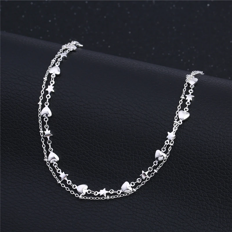 Браслет на ногу женский из серебра 925 пробы с сердечком | Украшения и аксессуары