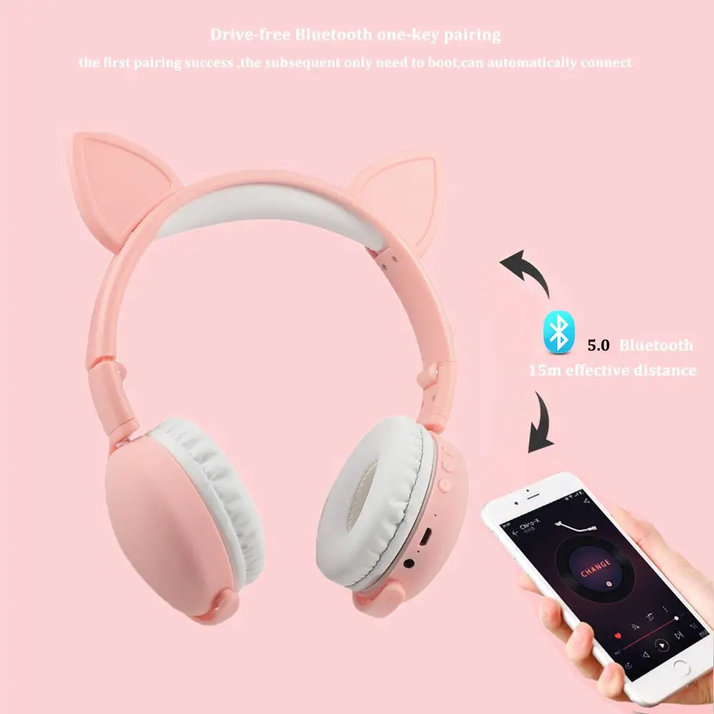 Hobbyline Bluetooth 5 0 наушники милые кошачьи уши Беспроводные Стерео шумоподавление