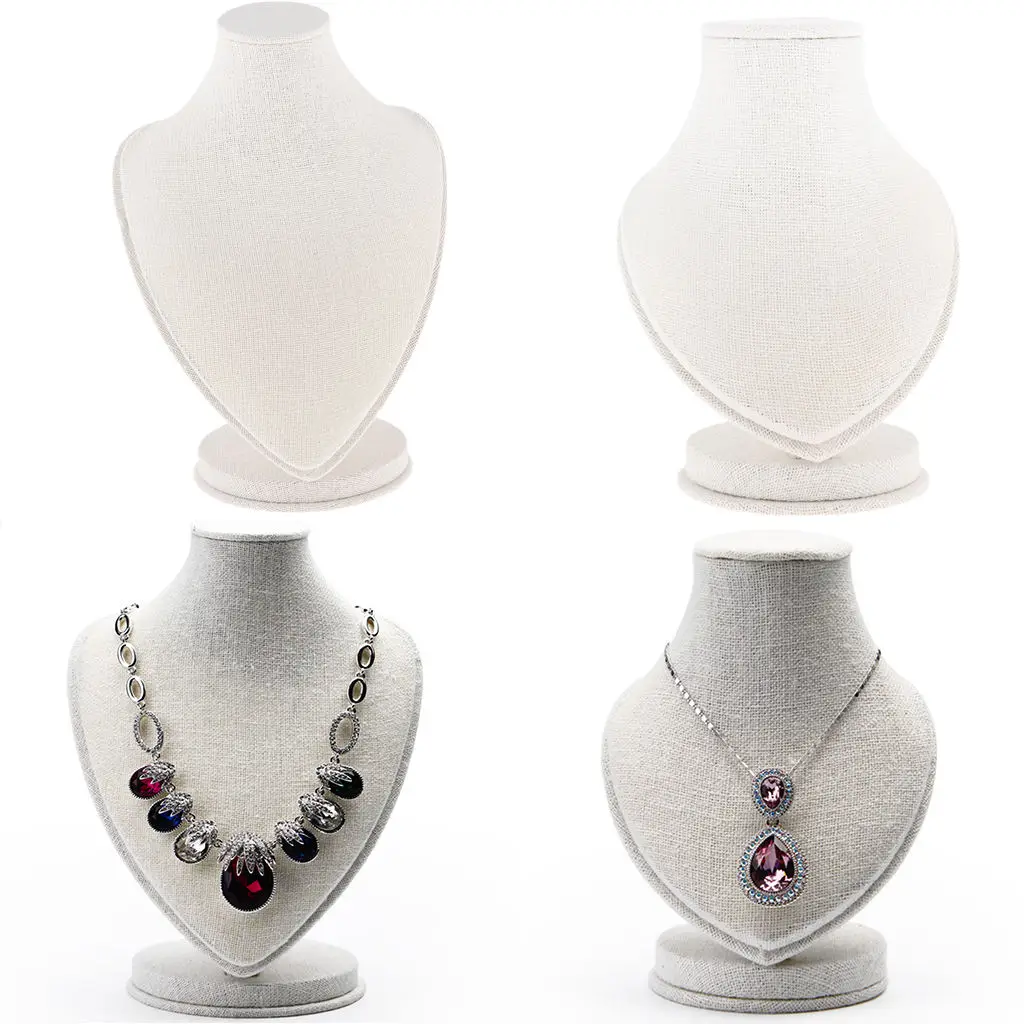 

14cm/22cm Necklace Chain Jewelry Bust Display Stand Pendant Chain Linen Showcase