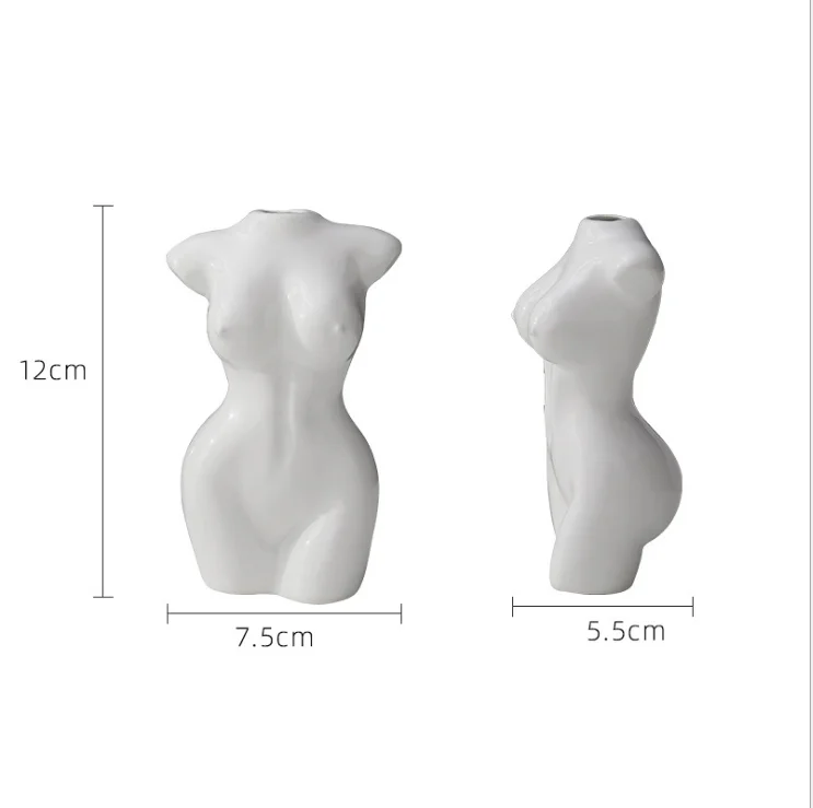 

DM 1pcs Dual-Color Black & White Nordic INS Kardashian Nude Women Female Body Dried Flower Desktop Furniture Ornaments Art Funny