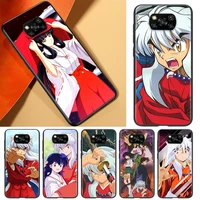 anime inuyasha phone case for xiaomi civi play mix 3 a2 a1 6x 5x poco x3 nfc f3 gt m3 m2 x2 f2 pro c3 f1 black soft