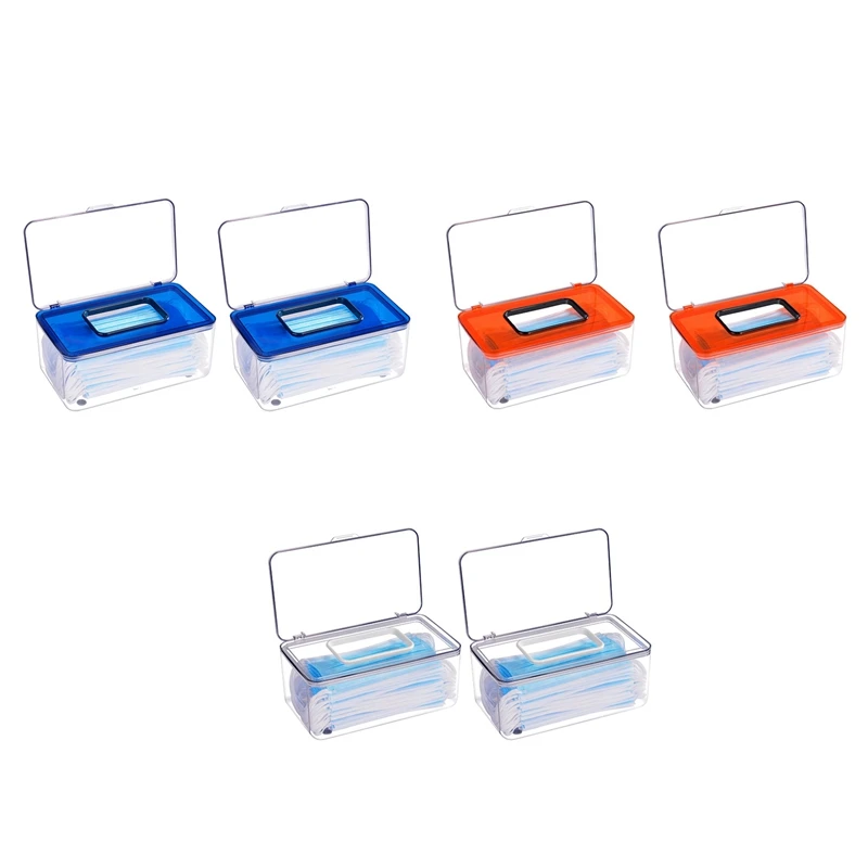 

2 PCS Mask Storage Case Mask Dispenser Box Tissue Holder Wet Wipes Box For Office Personal Items Storing