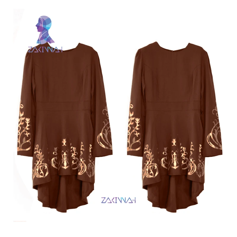 brown brown ZK009 Мусульманский Стиль; Ближний Восток Горячая штамповка Топ позолоченные печать Для женщин Одежда для мальчиков однотонные Рамадан Исламская Абая 2 шт./лот - Цвет: brown brown